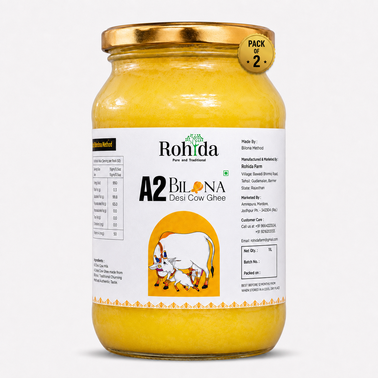 A2 Desi Cow Bilona Ghee(2ltr)