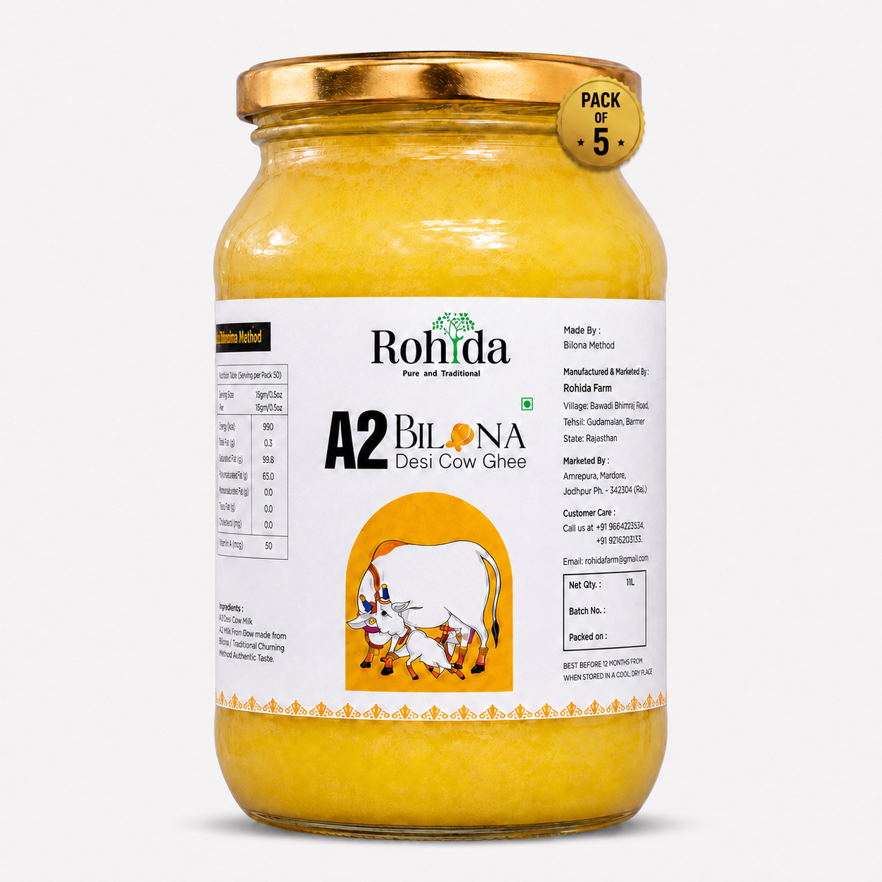 A2 Desi Cow Bilona Ghee(5ltr)